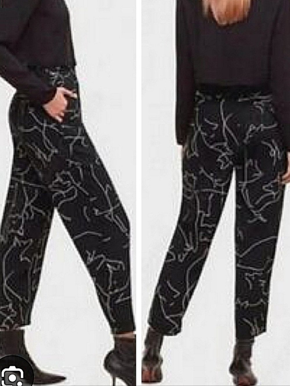 Babaton Black Abstract Line Print Trousers